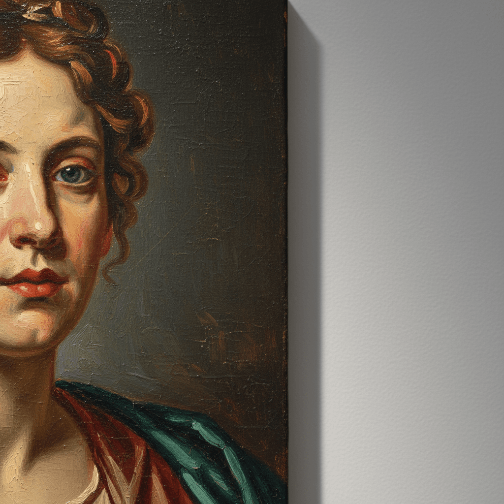 Fine art restoration showing recovered color and brushstroke detail