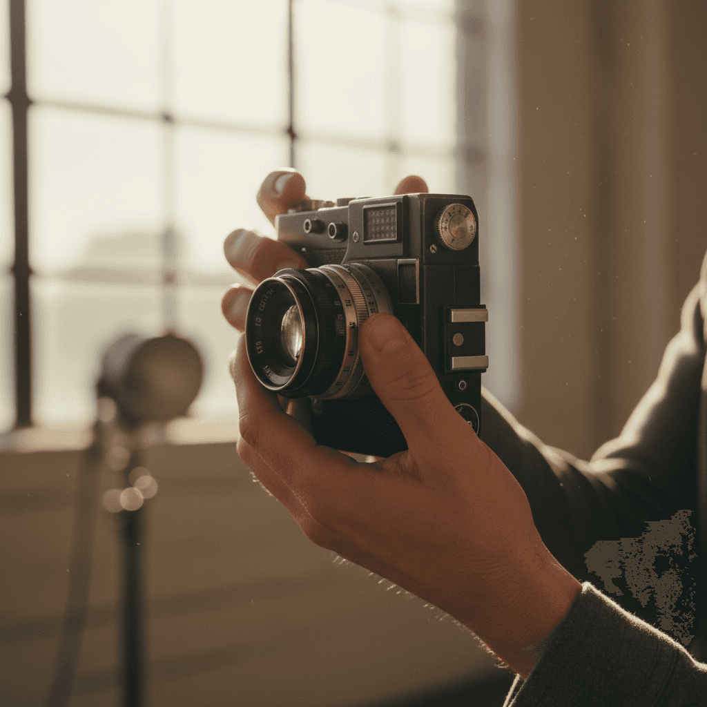 Vintage photograph being examined during restoration process