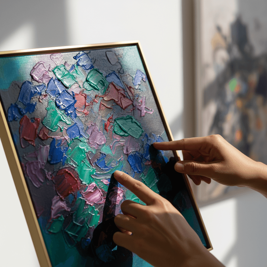 Fine art painting being professionally scanned for restoration